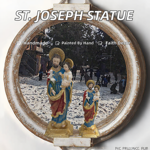Statuette religieuse personnalisée en résine de Saint Joseph tenant le bébé Jésus, modèle peint à la main, décoration artisanale pour les fêtes - Product Image 2