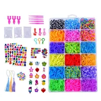 América Europa Amazon caliente de color Banda elástica conjunto de 18 colores 6000 piezas Diy telar bandas de goma Kit pulsera de chica