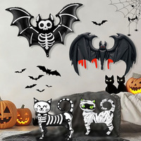 Nouveaux Ballons en Aluminium Mat pour Halloween, Grandes Formes Fantôme, Chauve-souris, Citrouille, Chat Noir, Crâne, Décoration de Fête, Vente en Gros