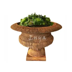 Antike Terrasse Hinterhof Gusseisen Pflanze Blumentöpfe Urnen Vase Metall Outdoor Andere Garten Ornamente