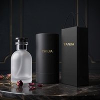 Flacon de parfum de luxe rond givré avec bouchon à sertir, 30 ml, 50 ml, 100 ml, flacon de parfum vide avec boîte et emballage en sac