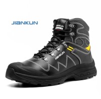 Bottes de Travail de Sécurité JIANKUN Mode pour Hommes, Chaudes pour l'Hiver, Embout en Acier, Anti-Perforation, Tige en Toile avec Doublure en Cuir Véritable