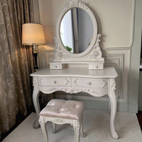 Ensemble de meubles de chambre à coucher européens antiques de luxe, cadre blanc ivoire sculpté, lit en cuir royal pour hôtel, chambre de cour