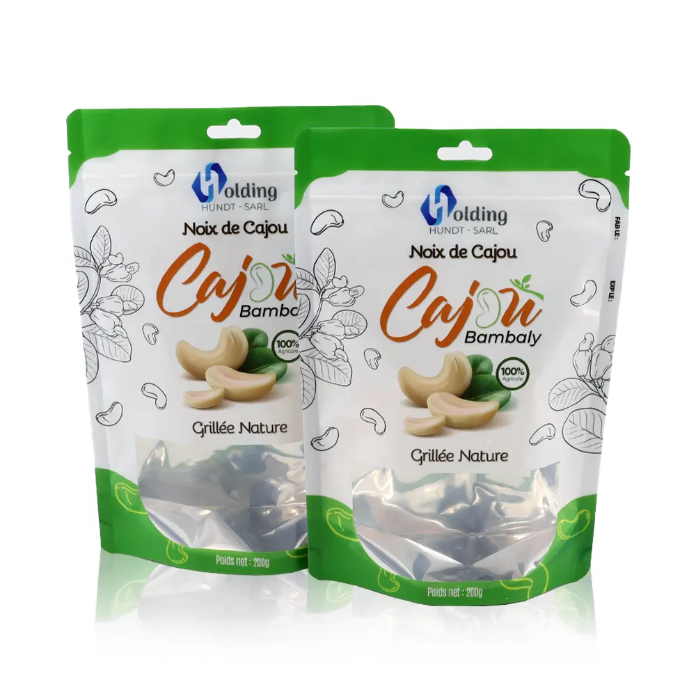 Sacchetto personalizzato per Snack cibo essiccato in plastica Biltong anacardi sacchetti di imballaggio noci essiccate caramelle Stand Up cibo Mylar sacchetti