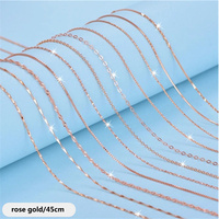 Meilleure Vente en Gros Collier Chaîne Plate Fine en Argent Sterling 925 Plaqué Or 18K pour Femmes, Idéal pour Pendentifs