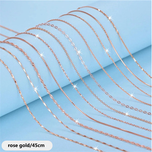 Collar <span class=keywords><strong>de</strong></span> Joyería al <span class=keywords><strong>Por</strong></span> <span class=keywords><strong>Mayor</strong></span> Más Vendido <span class=keywords><strong>de</strong></span> <span class=keywords><strong>Plata</strong></span> <span class=keywords><strong>de</strong></span> Ley <span class=keywords><strong>925</strong></span> Chapado en Oro <span class=keywords><strong>de</strong></span> 18K con Cadena Fina Tipo Caja Plana para Mujer para Dijes - Product Image 2