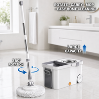 Tête de serpillière rotative à 360 degrés avec manche télescopique en acier inoxydable, seau à serpillière en microfibre grande capacité pour le nettoyage domestique