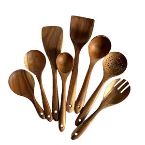 Custom Vintage Antiken Teak Holz Löffel Utensil Rest Set für Kochen & Kaffee & tee