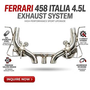 Escape Trasero con Válvulas de Acero Inoxidable Vortex para Ferrari 458 Italia 4.5L con Salidas Triples Centrales y Conjuntos de Válvulas de Vacío - Product Image 1
