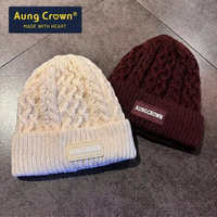 Bonnet en tricot torsadé personnalisé avec logo, doublure polaire épaisse, chaud pour l'hiver, en acrylique, pour hommes et femmes