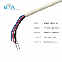 Câble à 4 conducteurs 24AWG, isolé TPE, blanc, de 6 mm à 2,5 mm, pour câblage interne d'appareils électroniques