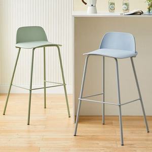 Taburete de Bar Moderno Minimalista con Estructura Metálica Nórdica, Respaldo Alto, para Cafetería, Tienda de Té con Leche, Recepción, Mueble Comercial No Plegable - Product Image 2