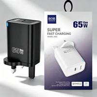 Chargeur mural USB C 65W avec prise britannique 3 broches, charge rapide USB Type C PD 65W, adaptateur de voyage rapide USB-C pour téléphone portable