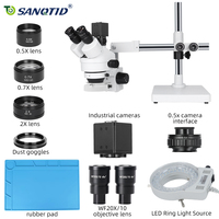 SANQTID VGA Industrial Camera 360° Rotating Bracket 3.5-90X Trinocular Stereo Microscope Mobile Phone PCB Watch Repair LED