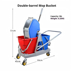 <span class=keywords><strong>Chariot</strong></span> essoreur à serpillière double cuve 36L, double compartiment <span class=keywords><strong>lavage</strong></span> et rinçage 360 °   Roulettes silencieuses pour une mobilité facile - Product Image 2