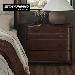 Rắn Mỹ cao cấp phong cách truyền thống bảng điều khiển bàn cạnh giường ngủ bằng gỗ 4 ngăn kéo có thể điều chỉnh lưu trữ đầu giường phòng ngủ nhà màu đen - Product Image 2