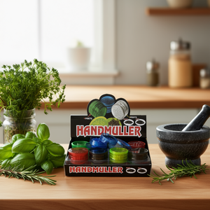Handmuller <b>Herb</b> <b>Grinder</b> 4 Part Plastic With Lid For Smoking Accessories - Product Image 3