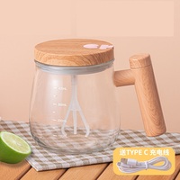Mug auto-mélangeur électrique en verre avec poignée et couvercle, tasse à café auto-mélangeuse, tasse à agitation automatique haute vitesse