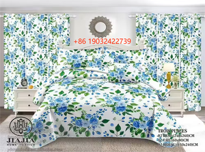 ベッドシーツカーテン寝具セット花柄プリント6個入り1ベッドルーム - Product Image 3