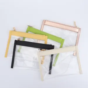 Supplier Stock Portable Transparent Bag Travel Organizer Multicolor Clear PVC Pouch Cosmetic Bag Makeup Bag