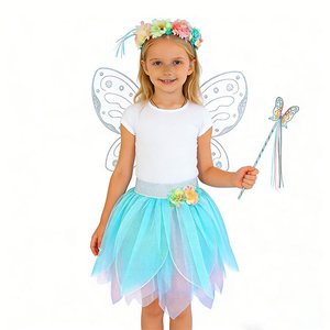Costume de princesse féerique fantastique pour filles, fête de Noël, ailes de papillon lumineuses, jupe, ensembles de fête pour bébés écologiques - Product Image 6