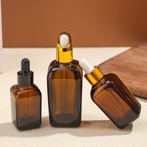 En stock – Flacon compte-gouttes carré en verre ambré brun de 10 ml, 20 ml, 30 ml, 50 ml, 100 ml pour sérum visage et huiles essentielles – En vente - Product Image 3