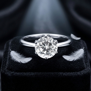 Cincin Fashion Pria Perhiasan Mewah Klasik Perak Sterling 925 0.5CT 1CT 2CT 3CT Moissanite Cincin Tunangan Moissanite yang Dapat Ditumpuk - Product Image 1