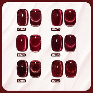 Jelly Red Glitter Cat Eye <b>Gel</b> <b>Nail</b> Polish <b>Set</b> with Magnet 6 Types of Holographic Cat Eye, Salon - Product Image 6