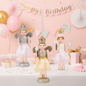 Statues d'anges 3 en 1 blanches, dorées et argentées, marionnettes de fées, poupées en bois, décorations de Noël, cadeaux, décorations de fête pour filles, <span class=keywords><strong>casse</strong></span>-noisettes, 12 cm - Product Image 1