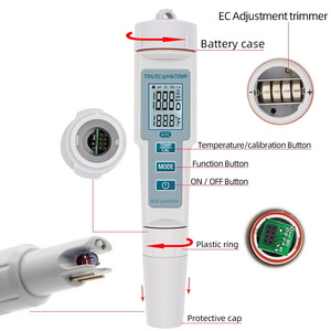 ปากกาวัดคุณภาพน้ำ 4-in-1 TDS EC PH/อุณหภูมิ สำหรับสระว่ายน้ำและระบบไฮโดรโปนิกส์ รุ่น PH-686 เครื่องวัดคุณภาพน้ำ 4 in 1 รุ่น PH-686 - Product Image 5