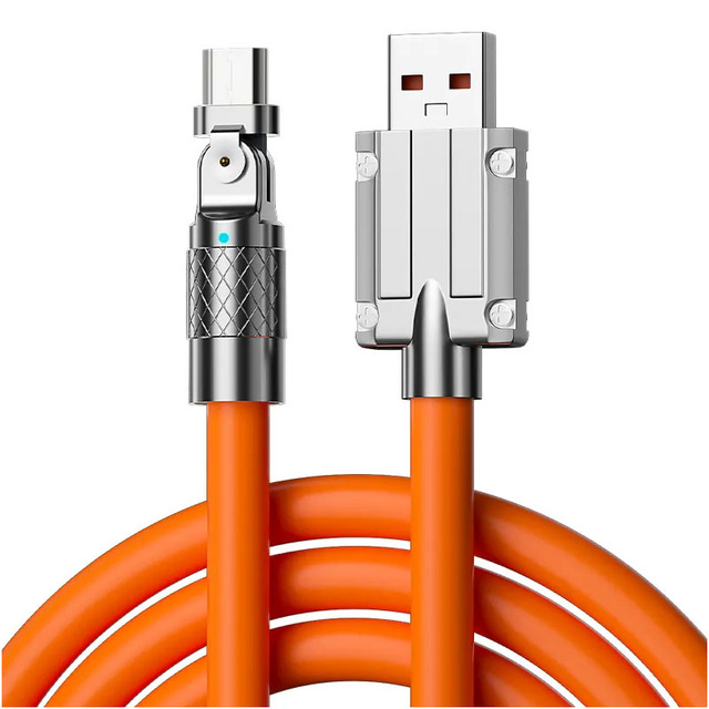 Hot Selling 120W 6A PD Fast Charging 180 Degree Rotation Colorful Zinc Alloy 5A Android Phone Data Cable