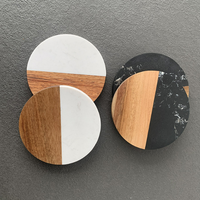 Sous-verres hexagonaux en bois et marbre, sous-verres rustiques en bois d'acacia, tapis de tasse à thé et café pour la maison et le bureau, logo personnalisé