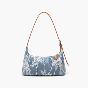 Sac à bandoulière en dentelle bleue pour femmes, sac à main à fermeture magnétique, sac léger pour les voyages quotidiens - Product Image 3