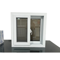 Ventana Corredera Moderna de PVC de Doble Panel con Diseño de Rejilla, Apertura Horizontal de UPVC, Malla Plástica Exterior para Hotel