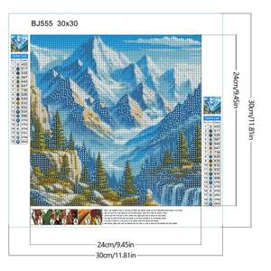 Peinture diamantée de <span class=keywords><strong>montagne</strong></span> de neige personnalisée 30x30cm pour décoration intérieure peinture diamantée acrylique ronde complète pour le salon - Product Image 2