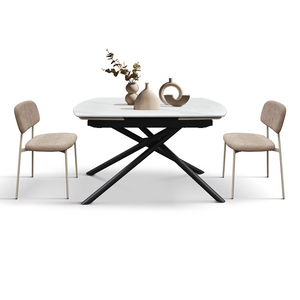 Mesa Extensible Giratoria Achille de Cerámica con Base de Metal Blanco para Comedor Interior - Product Image 4