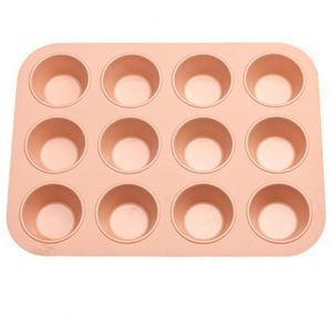 Moule à cupcakes en silicone antiadhésif de qualité alimentaire à 12 cavités avec support pour la cuisson de gâteaux et de savons - Product Image 5