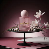 Flacon de parfum miniature cylindrique de haute qualité, nouveau design, avec bouchon rose