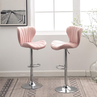 Zeitgenössischer Rosa PU-Leder Kommerzieller Hotel-Barhocker Modernes Drehdesign Höhenverstellbar Esszimmer Wohnzimmer Romantisch