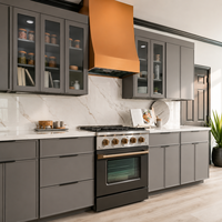 Ensemble d'armoires de cuisine en bois laqué noir sur mesure Vermonhouzz, armoires de cuisine modernes et durables pour les projets d'appartements et de villas