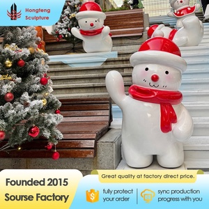 Scultura di pupazzo di neve dipinta a mano in resina di fibra di vetro per decorazioni natalizie da esterno per centri commerciali, giardini, piazze e aree pubbliche - Product Image 3