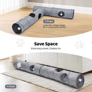 6 DIY 모양 린넨 패브릭 애완 동물 장난감 고양이 고양이 토끼 강아지를위한 팝업 놀이 터널 - Product Image 5