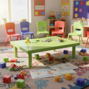 Kids Plastic Mini Square Table Traditional Style Custom Color Available Factory Direct Price Wholesale <b>Desk</b> for Home School - Product Image 5