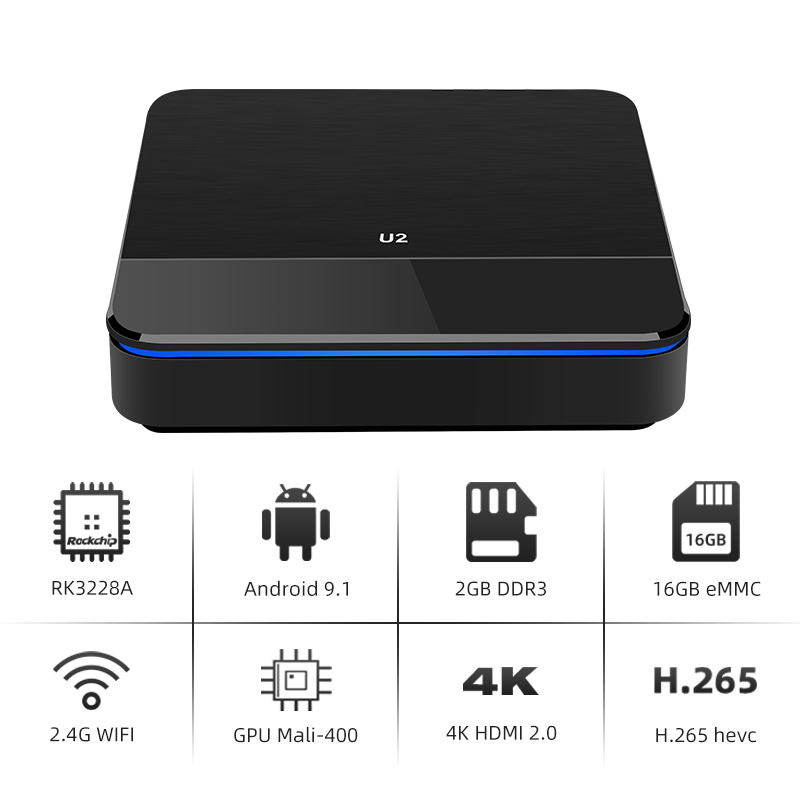 Stock listo rk3228 chip Android caja de tv inteligente 2 GB RAM 16 GB ROM set top box Android 8,1 youtube