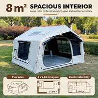 Tente de glamping gonflable d'extérieur robuste 3x2,65m en PVC, blanc glace, anti-UV, hauteur 2,1m, coupe-vent, pour le camping