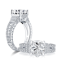 Vente chaude mariée luxe 3 carats CZ cubique zircon bague en argent Sterling 925 Simple classique anneaux de mariage pour les femmes
