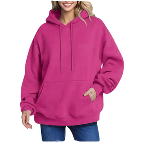 Sweat-shirt à capuche oversize pour femme, pull en molleton décontracté à coupe ample avec cordon de serrage et poche kangourou, style streetwear - Product Image 1