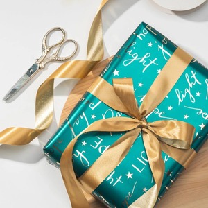 Eco-Friendly Recyclable Custom Metallized Art <b>Paper</b> Gift <b>Wrap</b> <b>Roll</b> Reindeer Polka Dot Pattern Gold Stamp Double-Sided Packaging - Product Image 6