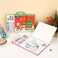 Tragbares Weihnachts-Malbuch-Set mit Buntstiften und Farben, DIY-Kunstset, Kritzel-Notizbuch, Lehrreiches Kreatives Malgeschenk für Kinder