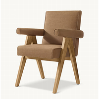 Silla de Comedor JAKOB Tradicional de Madera Maciza Estilo RH con Tapicería de Terciopelo para Uso en Hoteles y Hogares